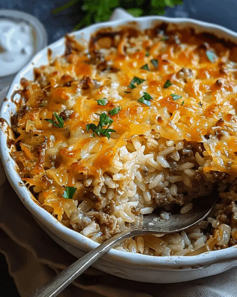French Onion Ground Beef and Rice Casserole