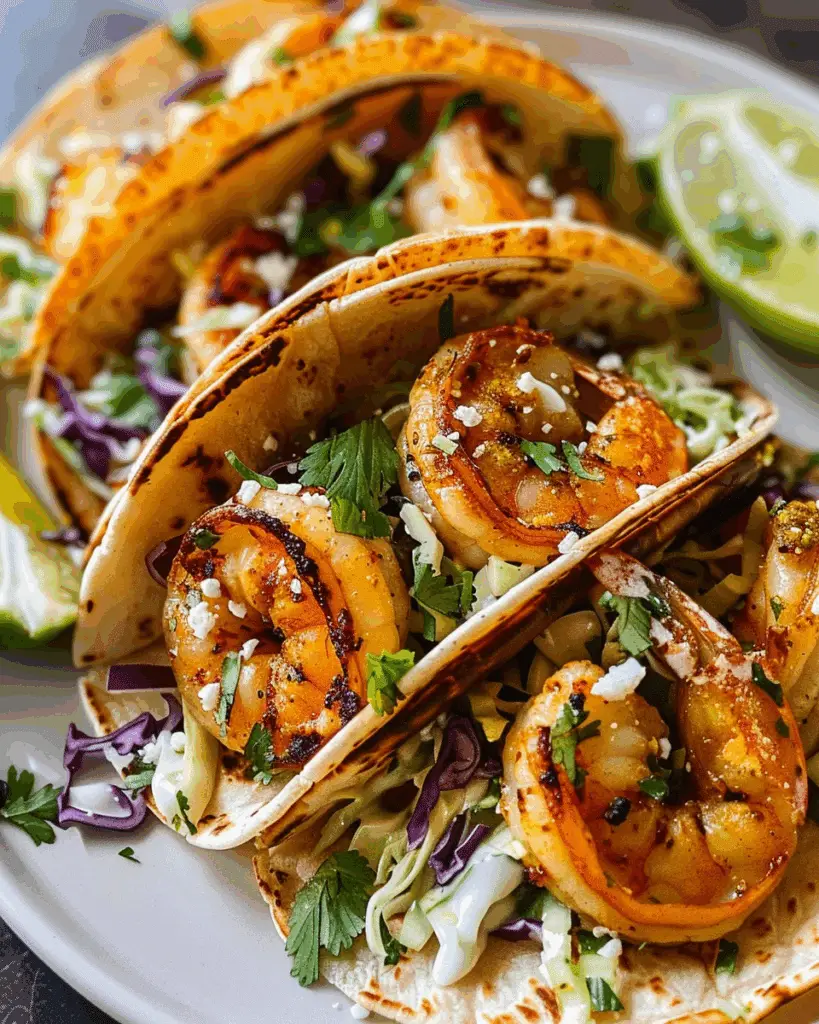 Cilantro Lime Shrimp Tacos with Creamy Slaw