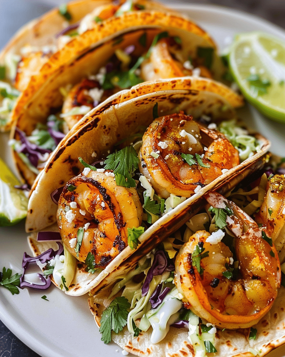 Cilantro Lime Shrimp Tacos with Creamy Slaw