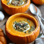 Roasted Garlic Sage Pesto Pumpkin Soup