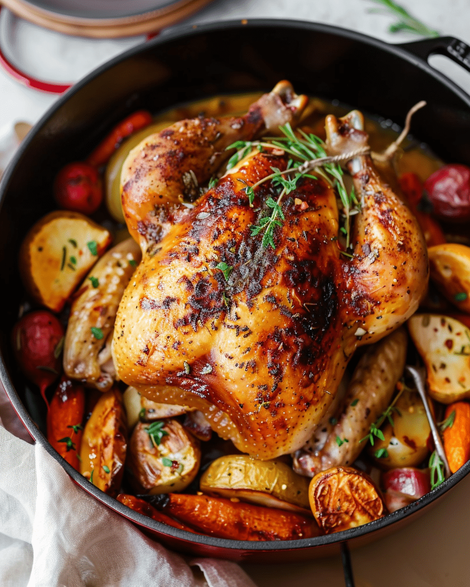 Dutch Oven Roast Chicken and Vegetables