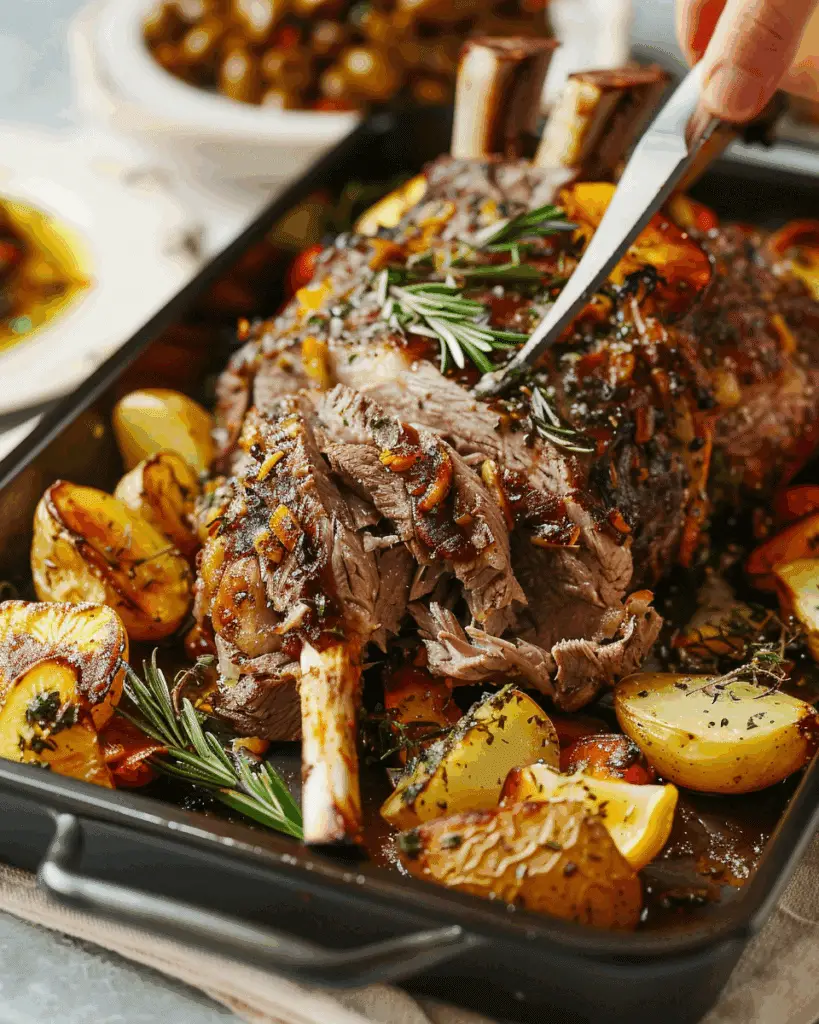 Greek Roasted Leg of Lamb with Lemon Potatoes