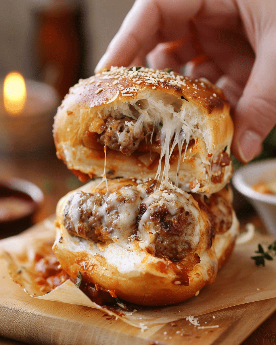 Cheesy Meatball Stuffed Buns