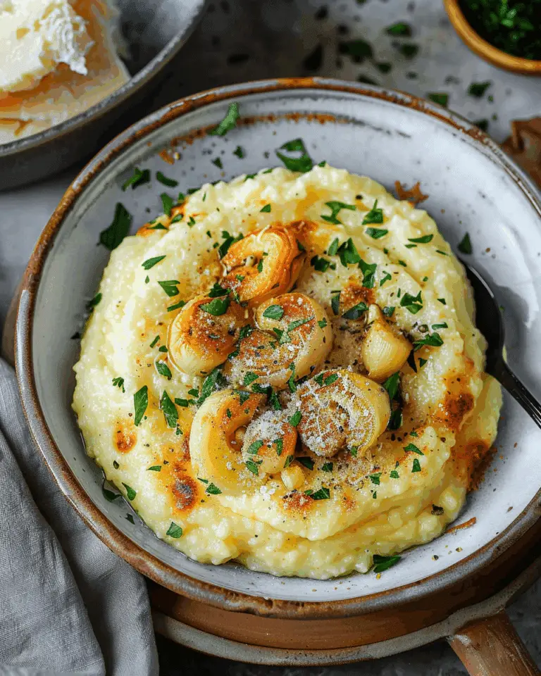 Creamy Parmesan Polenta with Roasted Garlic