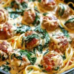 Creamy Spinach Meatball Pasta