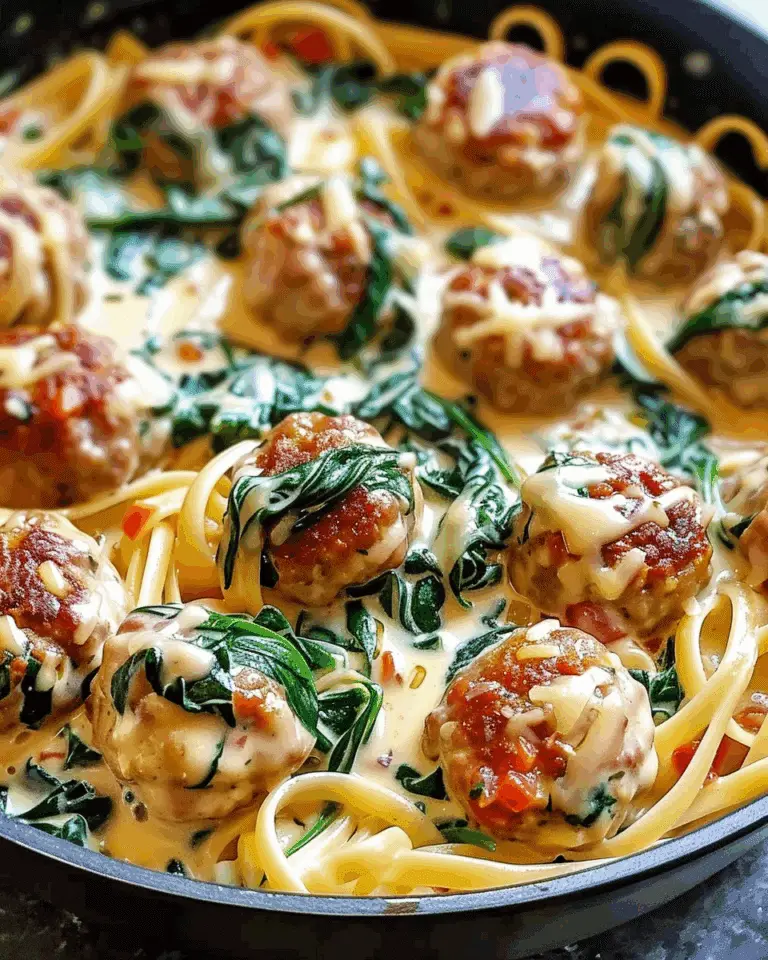 Creamy Spinach Meatball Pasta