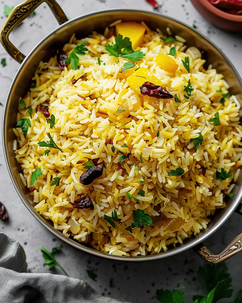 One Pot Simple Moroccan Saffron Rice Pilaf