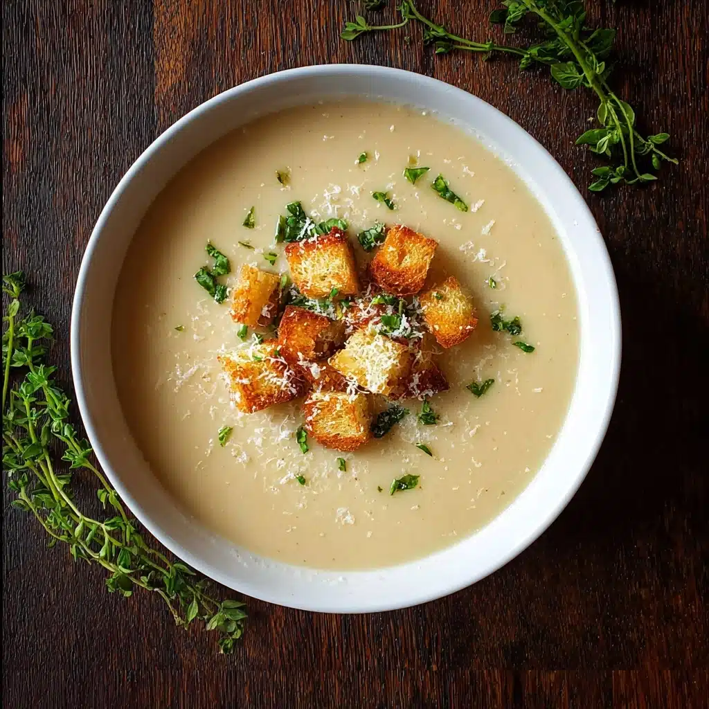 Creamy Garlic Bread Soup with Homemade Croutons Recipe 5 Creamy Garlic Bread Soup with Homemade Croutons Recipe - Recipe Image