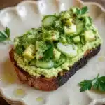 Smashed Cucumber Toast with Artichoke Edamame Spread Recipe