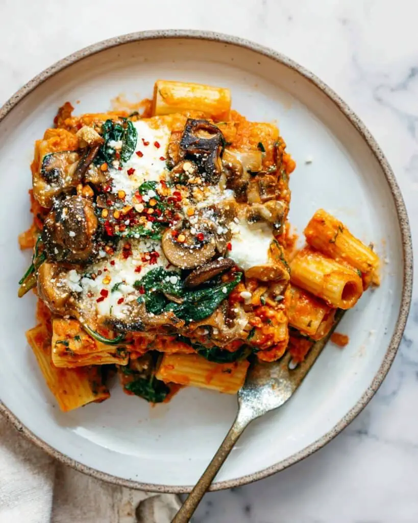 Pumpkin and Tomato Pasta Bake with Walnut Sage Topping Recipe