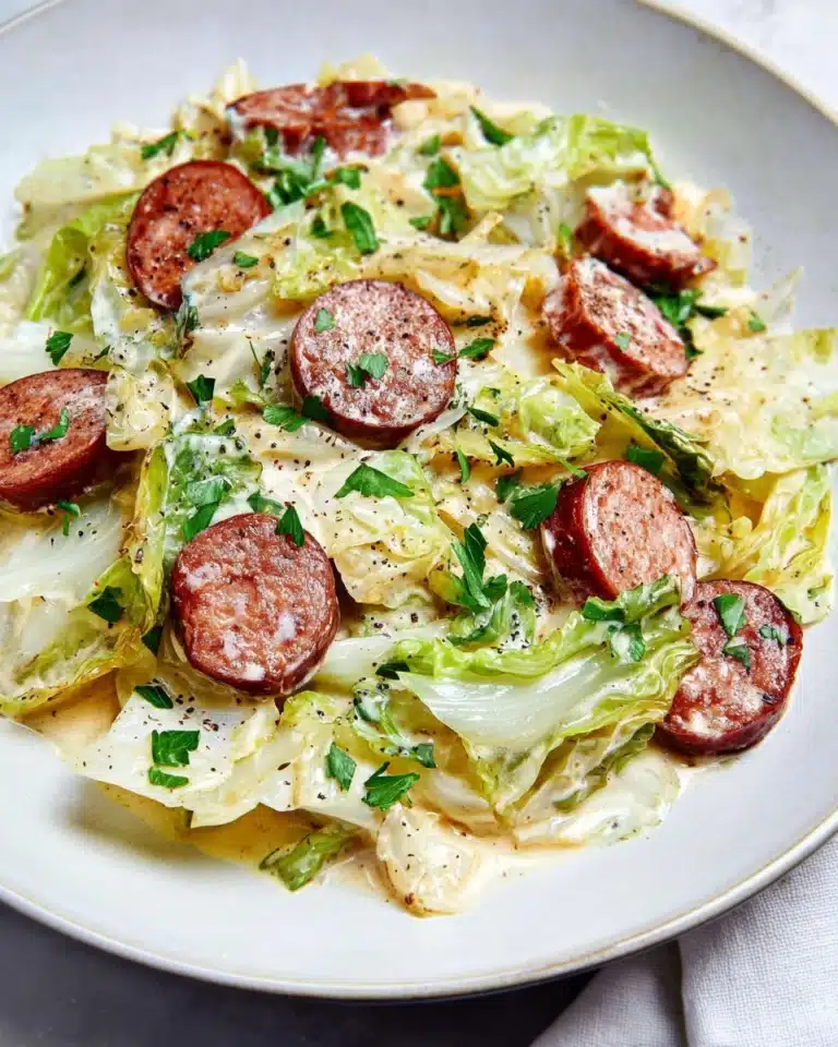 Keto TikTok Cajun Sausage and Cabbage Alfredo Recipe