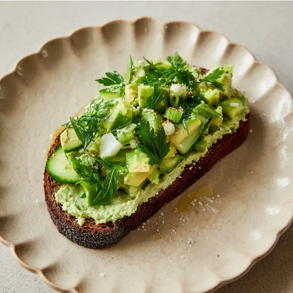 Smashed Cucumber Toast with Artichoke Edamame Spread Recipe - Recipe Image