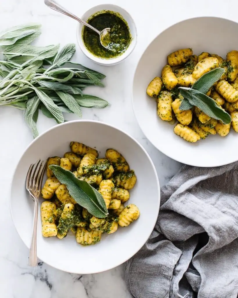 Sweet Potato Gnocchi with Sage Walnut Pesto Recipe