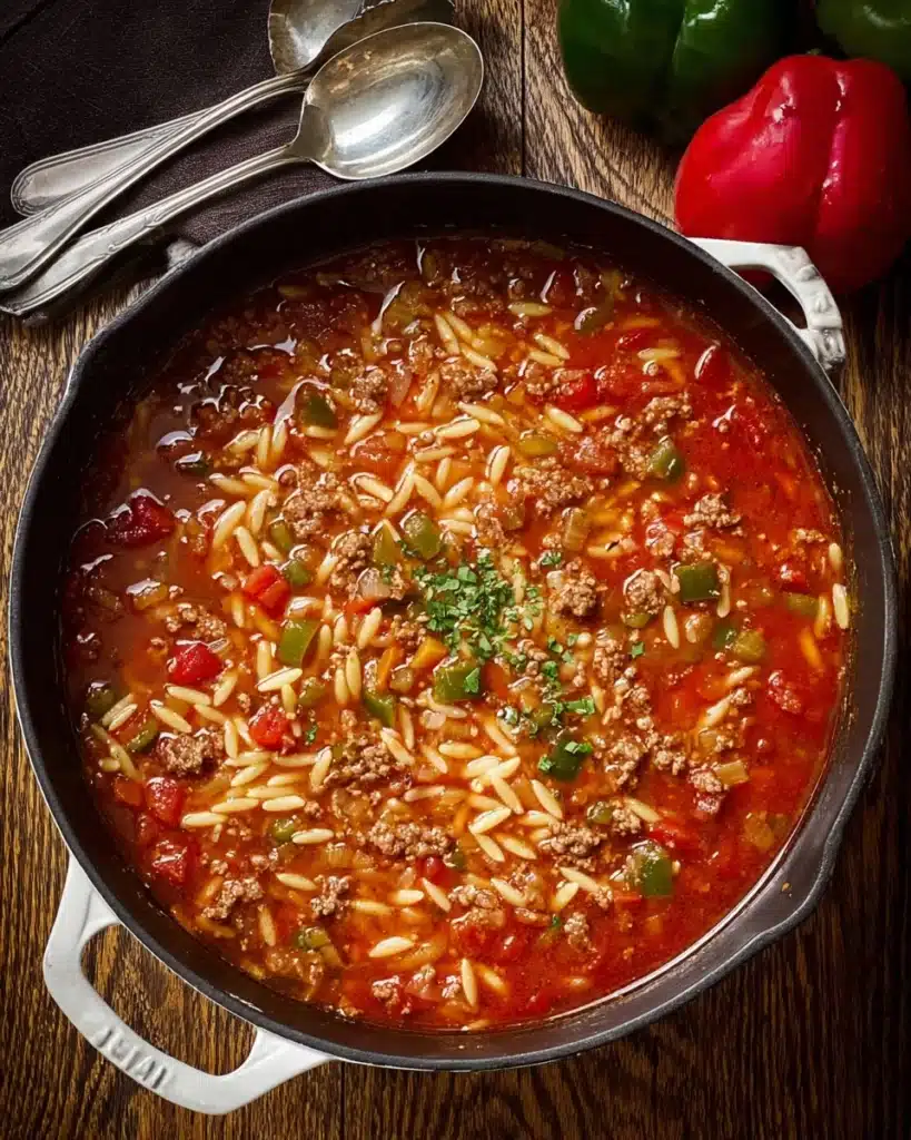 Stuffed Pepper Orzo Soup Recipe