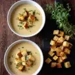Creamy Garlic Bread Soup with Homemade Croutons Recipe