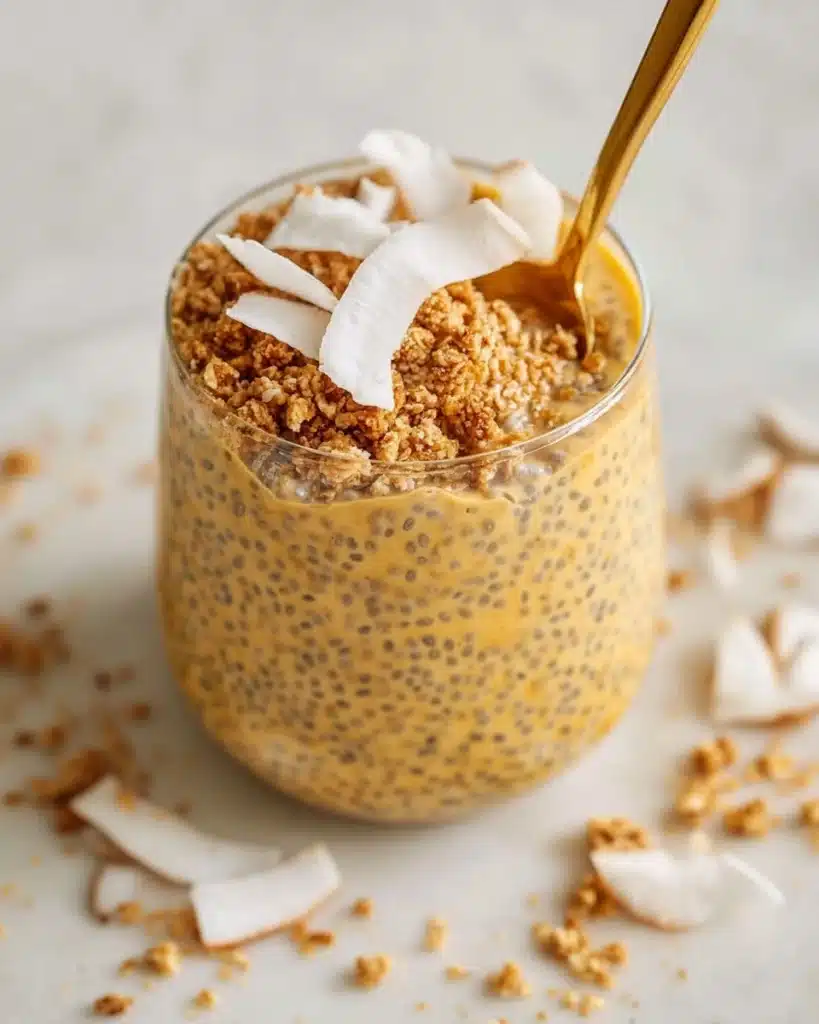 Mango Lassi Chia Pudding with Sticky Walnut Crumble Recipe