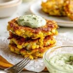 Air Fryer Zucchini Fritters with Corn and Feta Recipe
