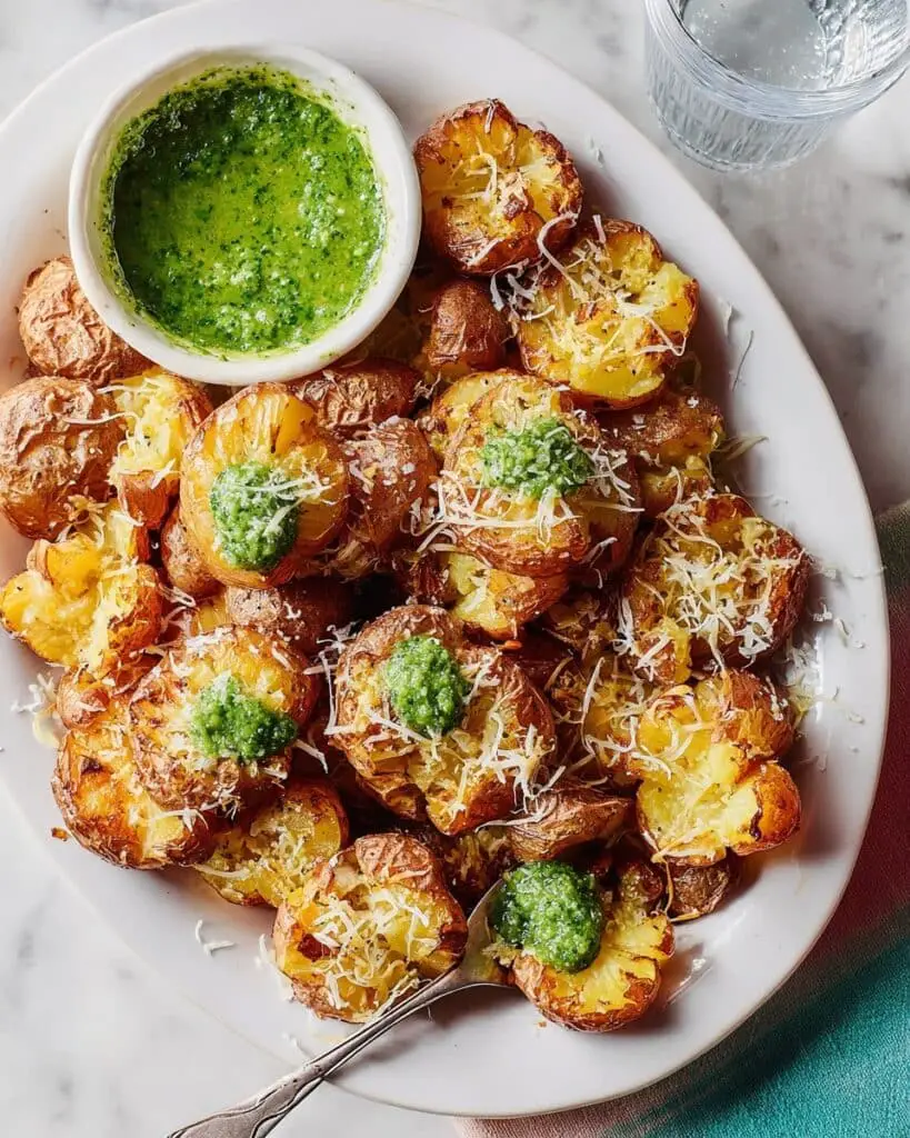 Pesto Smashed Red Potatoes Recipe
