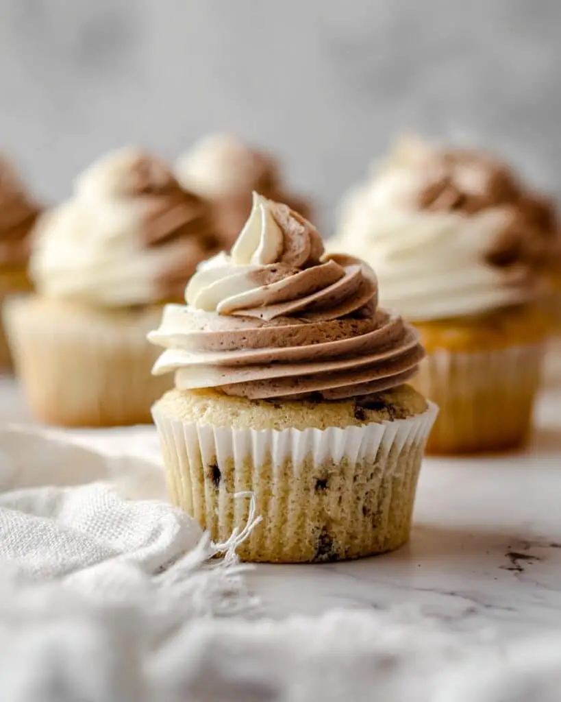 Marble Vanilla and Chocolate Cupcakes with Swirled Swiss Meringue Buttercream Recipe