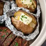 Slow Cooker Meatloaf and Baked Potatoes Recipe