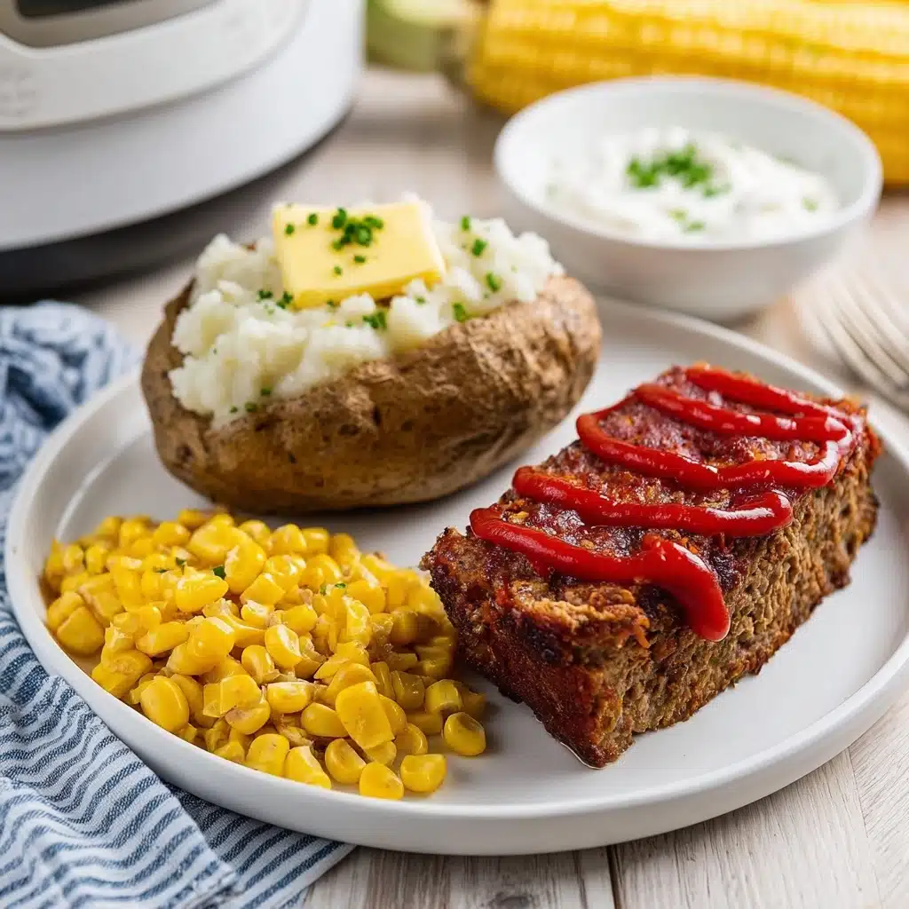 Slow Cooker Meatloaf and Baked Potatoes Recipe - Recipe Image