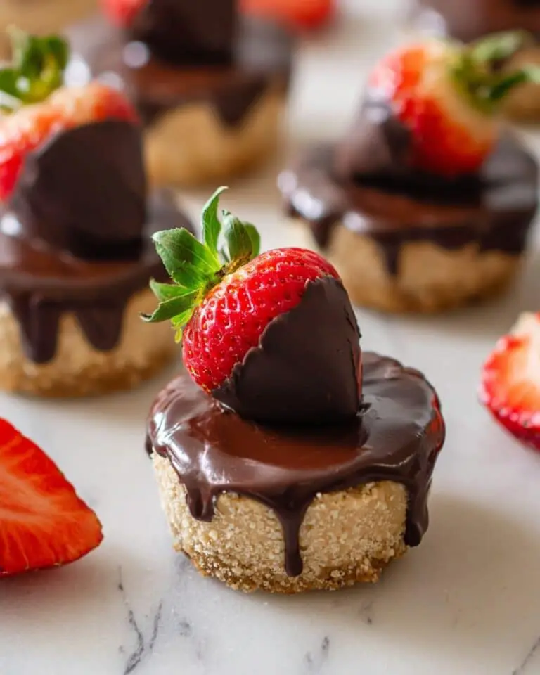 Chocolate Covered Strawberry No Bake Mini Cheesecake Recipe