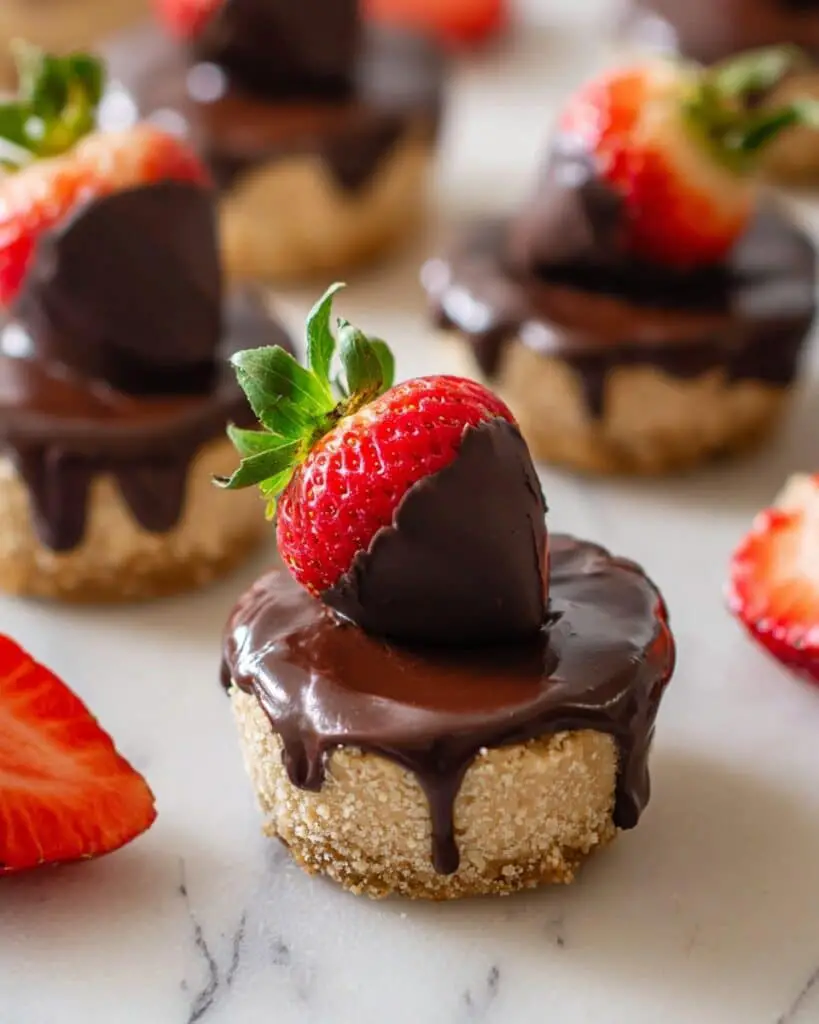 Chocolate Covered Strawberry No Bake Mini Cheesecake Recipe