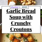 Creamy Garlic Bread Soup with Homemade Croutons Recipe