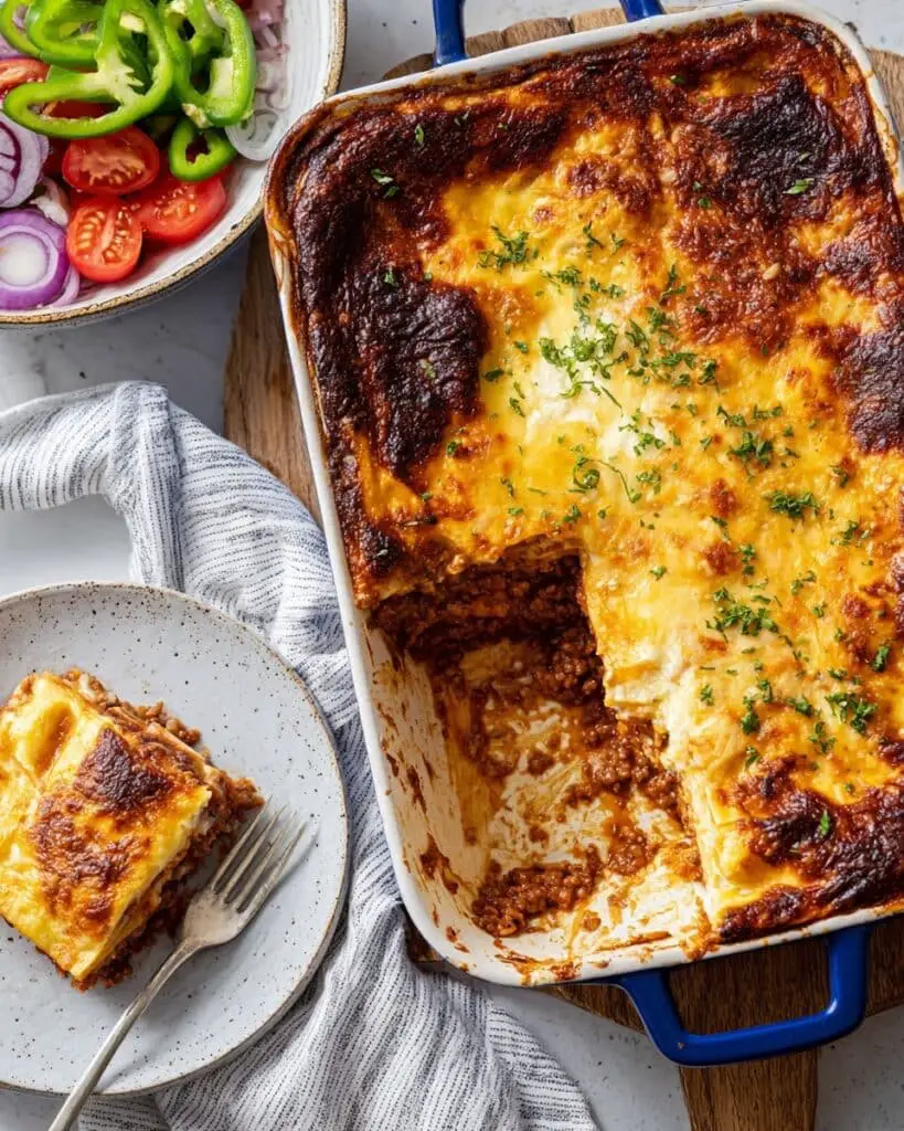 Classic Greek Moussaka with Lamb and Eggplant Recipe