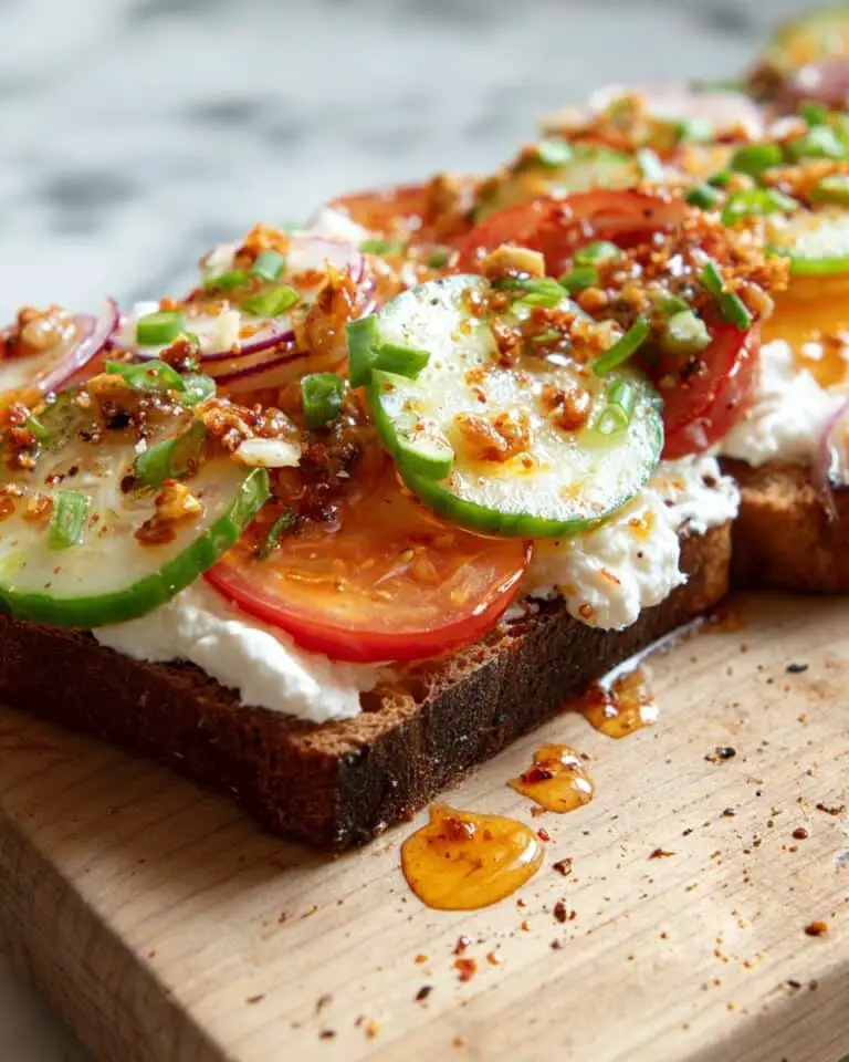 Cottage Cheese Toast with Fresh Veggies and Chili Crunch Recipe