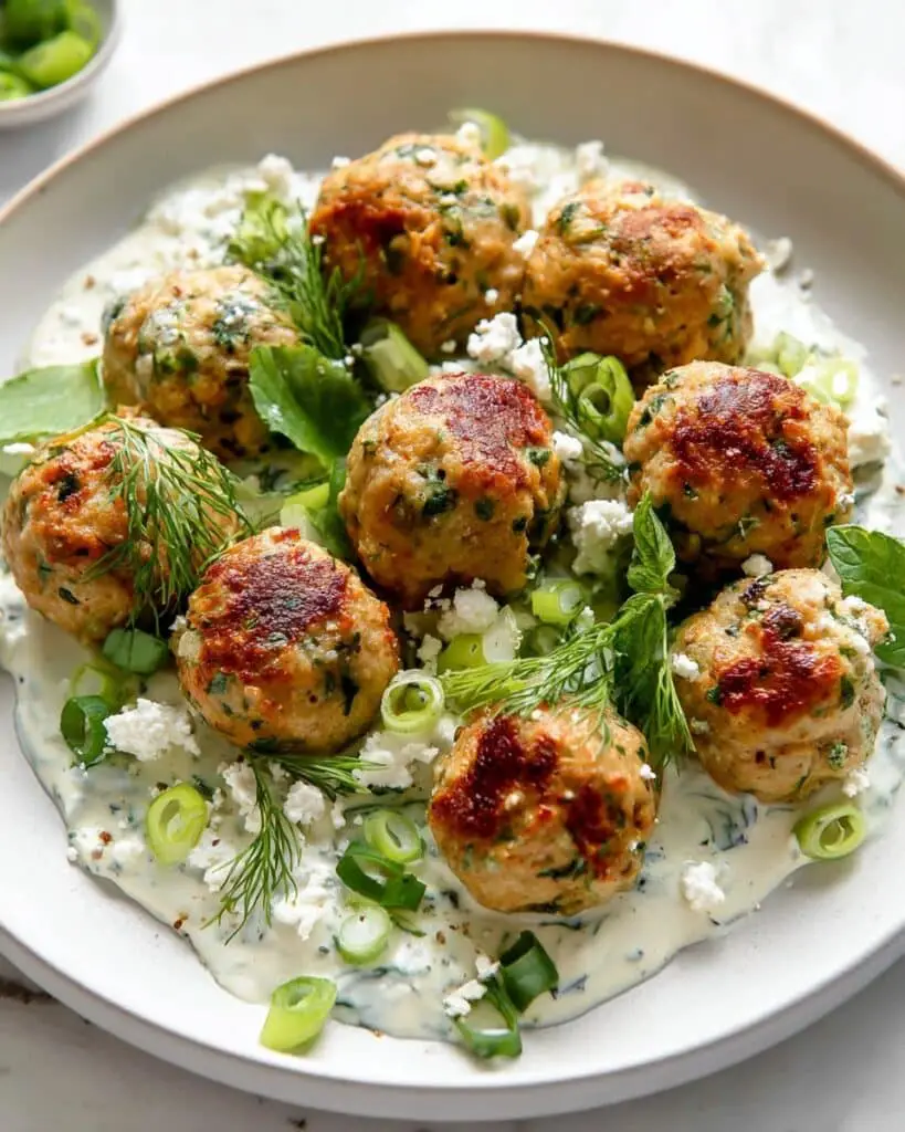 Greek Chicken Meatballs with Tzatziki Dip Recipe